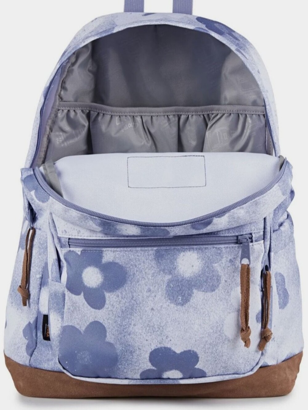NEW! JanSport FLORAL Print Light Blue Backpack with Suede Base NWT - Picture 5 of 6